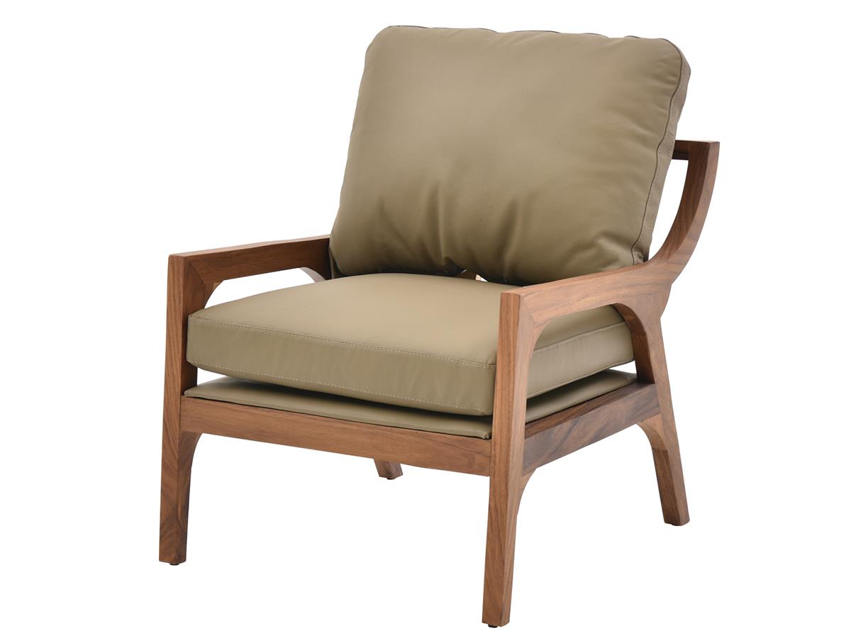 Parota Leather Accent Chair, Taupe